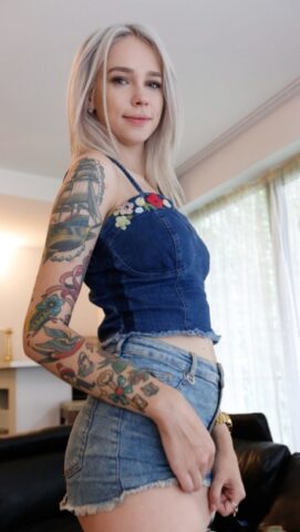 Inked Russian slut Arteya Dee strips & touches herself before fucking in POV