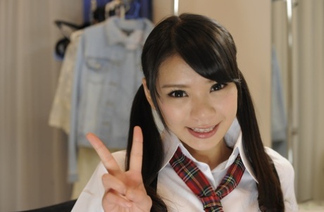 Japanese coeds Akubi Yumemi & Runa Kobayashi show their twats and butts
