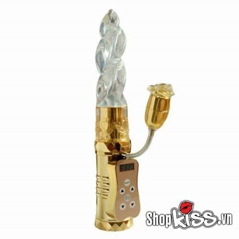 Dương vật đa năng mũi khoan tình yêu DV51 với thiết kế độc đáo phần đầu xoắn và nhánh rung hoa hồng