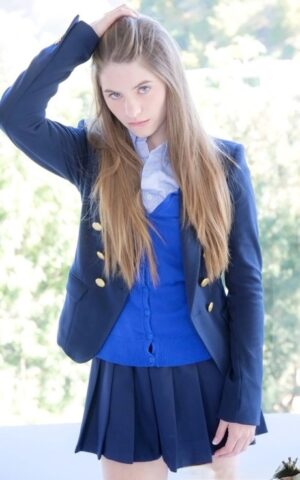 89270159_002_08a2 Long-haired teenage sweetie Alice March gets rid of her uniform and panties